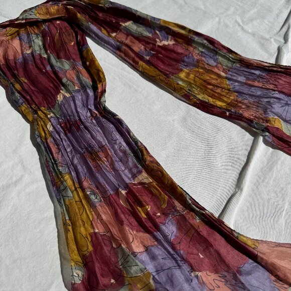 Vintage Floral Print Silk Chiffon Headscarf Neckscarf - Picture 3 of 5